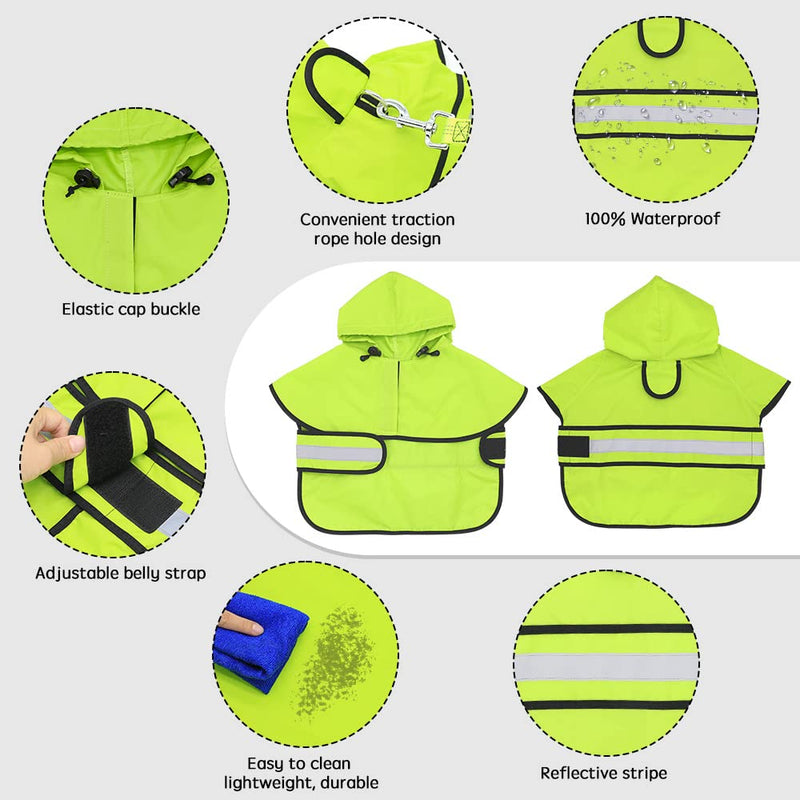 Candofly Dog Raincoat Reflective Dog Rain Jacket Waterproof Hooded Ponch Dog Rain Coat for Small Medium Large Dogs X-Large Green - BeesActive Australia