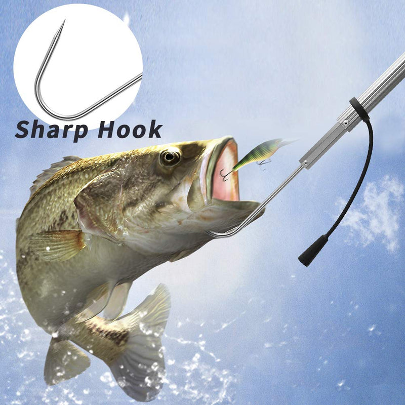 SAN LIKE Telescopic Fishing Gaff,Aluminum/Fiberglass Pole with Nonslip Handle,Stainless Steel Hook with M8 Screw, Fish Gaff can Float When Extending - Good for Freshwater and Saltwater Fishing Aluminium Alloy-11.4-24inch(Float) - BeesActive Australia