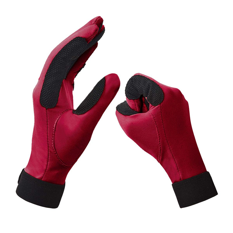 ChinFun Women's Horse Riding Gloves Stretchable Equestrian Gloves Breathable for Outdoor Horseback Cycling Driving vermilion red Small - BeesActive Australia
