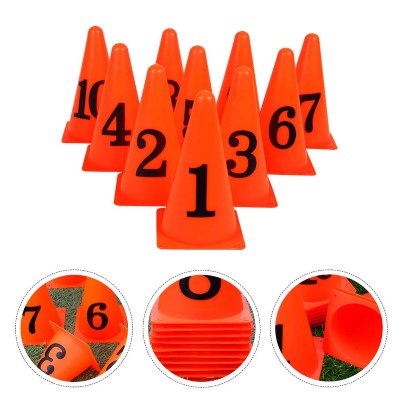 BESPORTBLE 10 Pcs Football Training Cones Plastic Traffic Cones Sport Training Agility Marker Cone with Numbers for Soccer Skating Basketball Indoor Outdoor Game Orange - BeesActive Australia