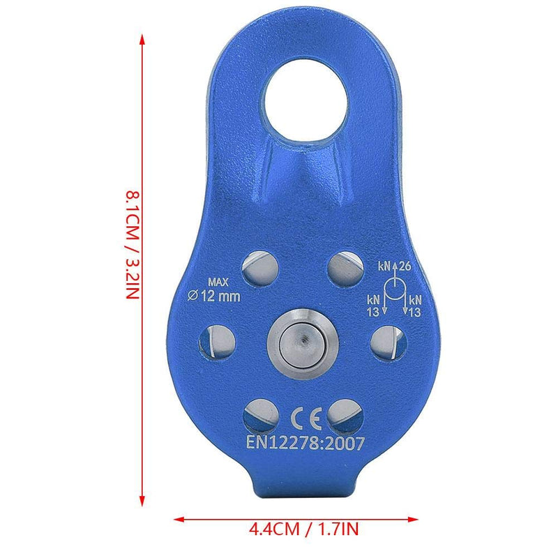 awstroe 26KN Climbing Pulley, Aluminium Alloy Micro Pulley, Heavy Duty Single Swivel Rope Pulley, Rescue Climbing Dual Pulley, for 12mm Rope(Blue) - BeesActive Australia