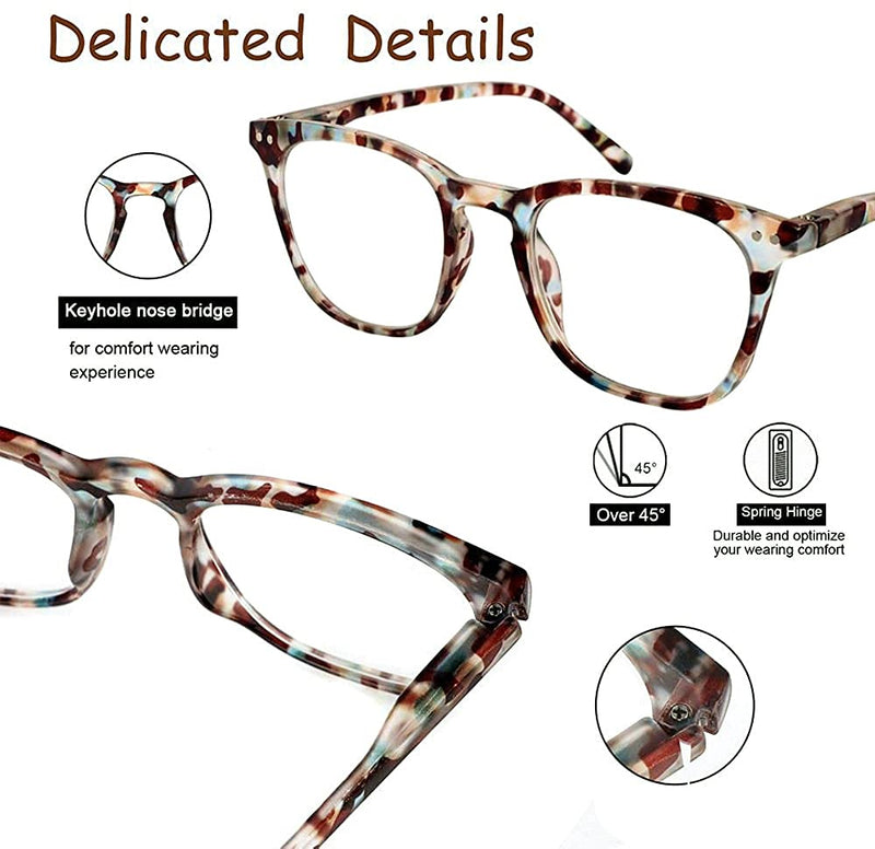 JiSoo Reading Glasses Women/Men Designer Readers, Ladies Reading Glasses with Spring Hinge A-multicolor 2.0 x - BeesActive Australia