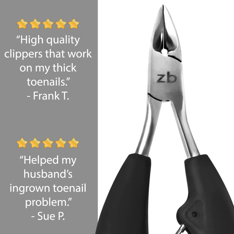 Zizzili Basics Toenail Clippers for Thick or Ingrown Toenail - Large Handle for Easy Grip + Sharp Stainless Steel - Best Nail Clipper & Pedicure Tool for Seniors - Maintain Healthy Nails with Ease Black Handle - BeesActive Australia