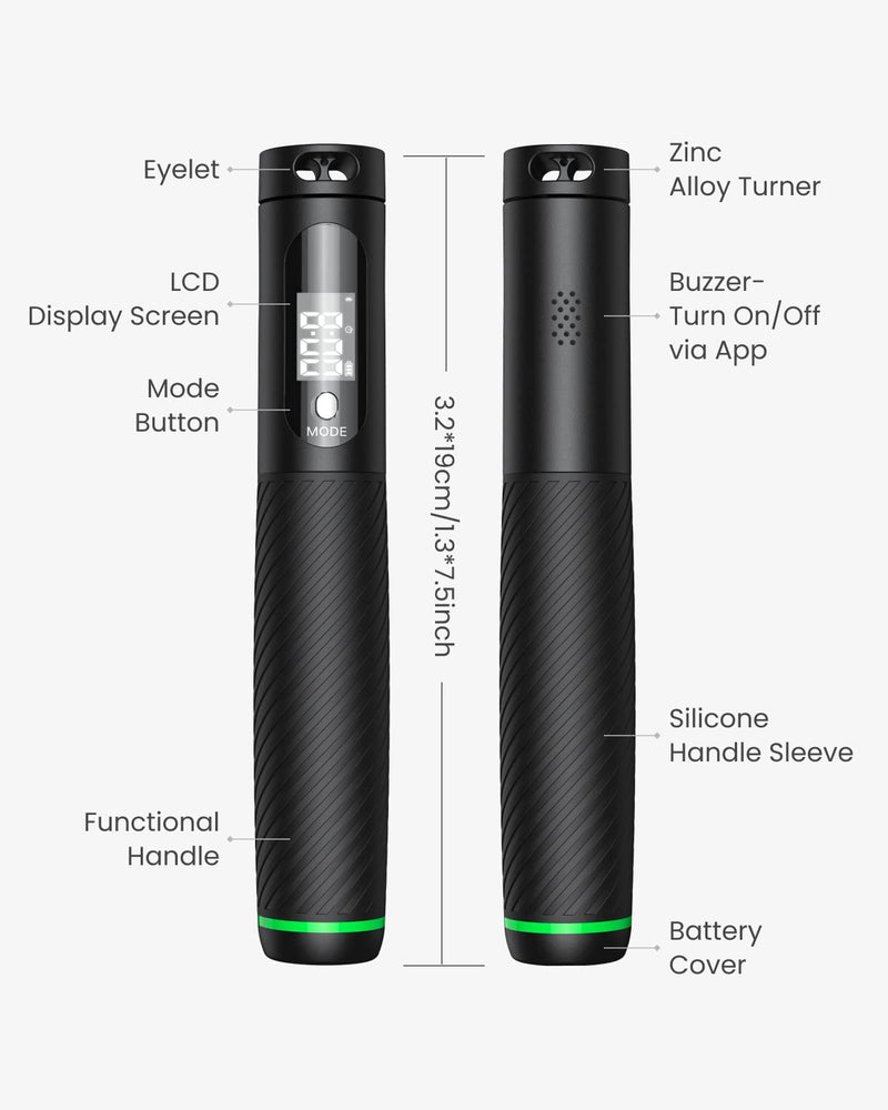 RENPHO Smart Skipping Rope with Counter, Adjustable Jump Ropes with Cordless Ball, Jump Ropes for Fitness, Crossfit, Gym, Burn Calorie, APP Data Analysis, at-Home-Workout for Women, Men, Adult, Kids 01-Black - BeesActive Australia