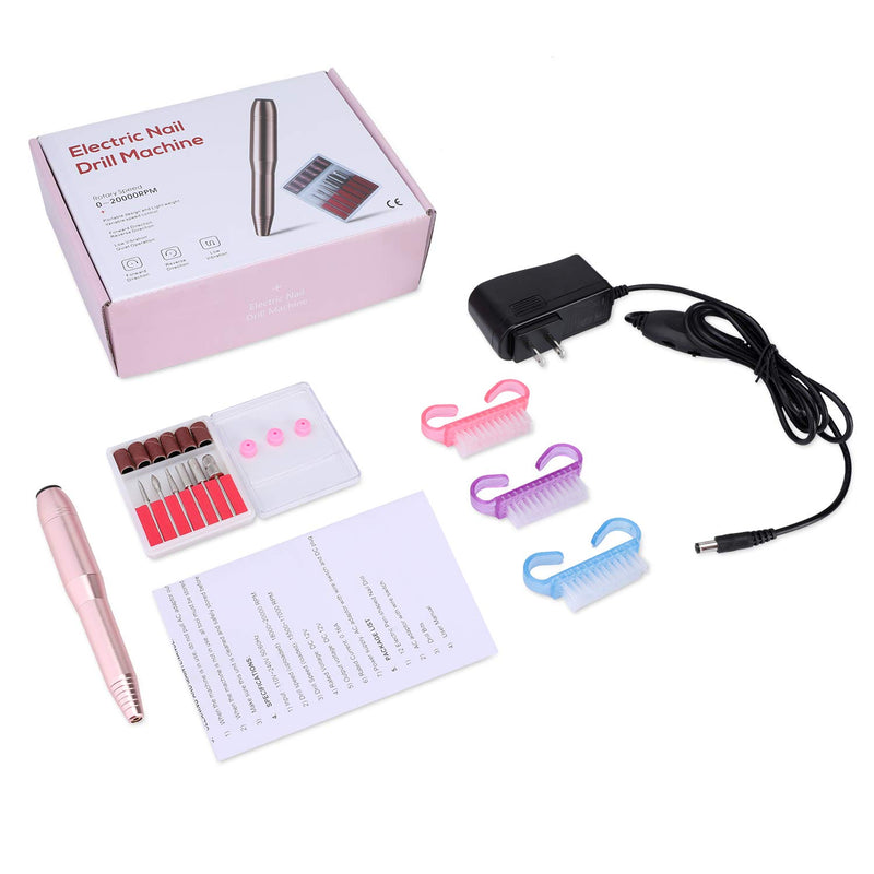 Portable Electric Nail Drill, Nail E File Kit Grinder with Cleaning Brush, Professional Machine Pedicure Polishing Shape Tools for Acrylic Gel Nails(Pink) - BeesActive Australia
