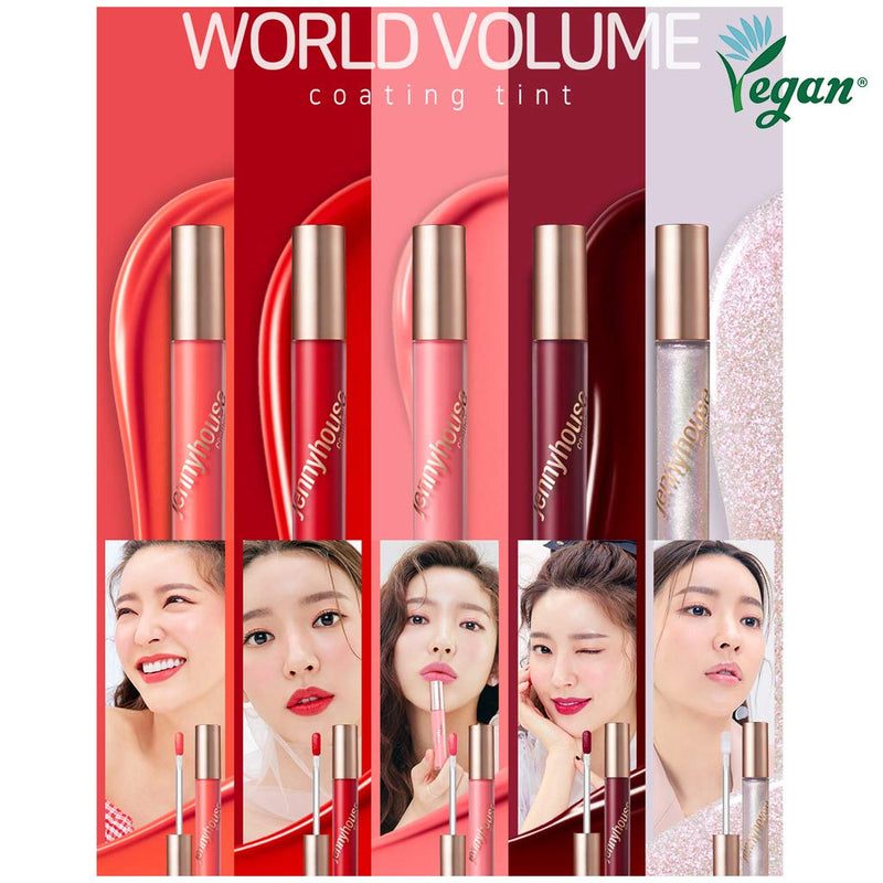 JENNYHOUSE World Volume Coating Tint 4.5ml - Long Lasting Shining Moisture Lip Tint with Matte Finish, Vegan, Natural Ingredients, Non-Sticky, Waterproof, Non-Smudging #02 SHANGHAI SUNSET RED - BeesActive Australia