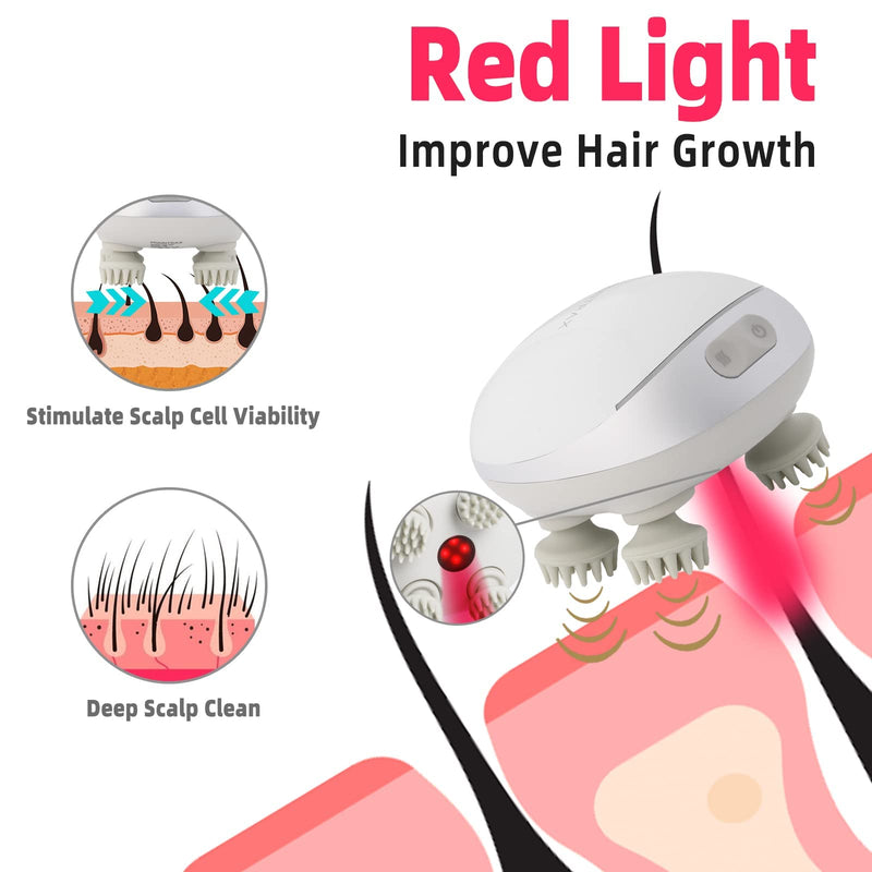 MOUNTRAX 5 in 1 Electric Scalp Massager, Portable Heated Head Massager Kneading 88 Massage Nodes, 2 Massage Styles & 3 Speed Modes, Body Massager for Deep Cleansing, Relief, Hair Growth - BeesActive Australia