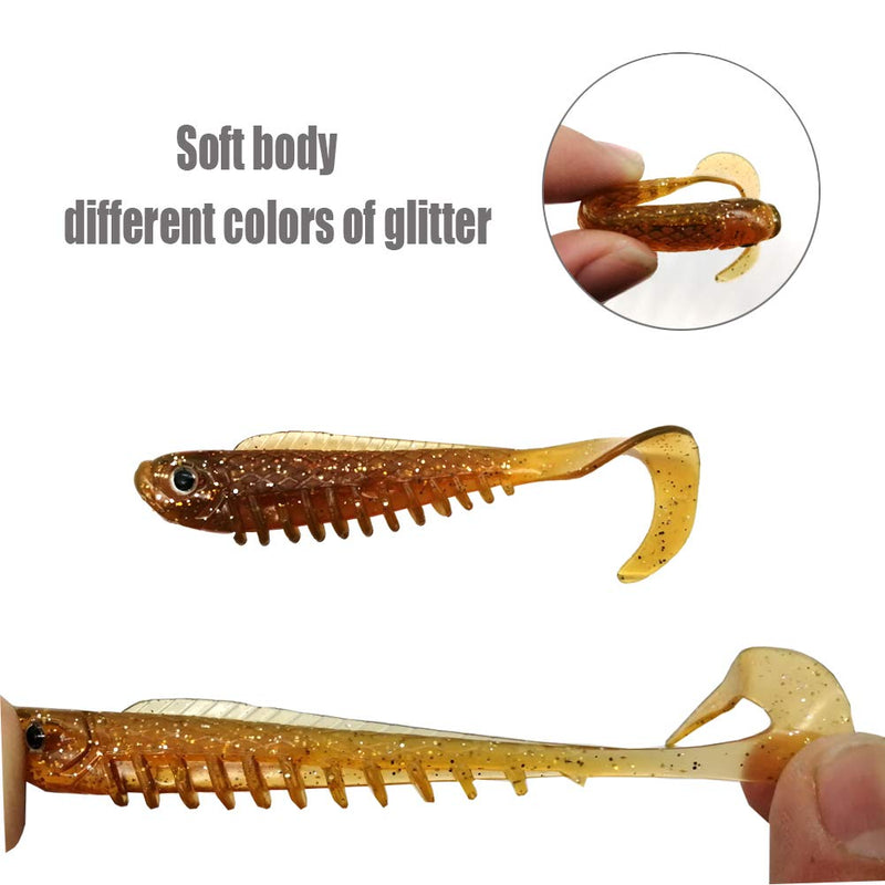 Amoygoog Fishing Lures for Bass Artificial Bait, Soft Lures for Bass/Trout/Pike/Snapper/Flounder, Paddle Tail Swimbaits, Crayfish Lures, Fishing Kit and Fishing Gifts for Men C1-3.15in-10pcs - BeesActive Australia
