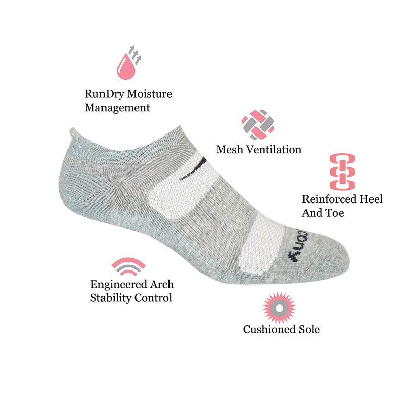 [AUSTRALIA] - Saucony Men's Multi-Pack Mesh Ventilating Comfort Fit Performance Tab Socks Shoe Size: 8-12 Grey (6 Pairs) 