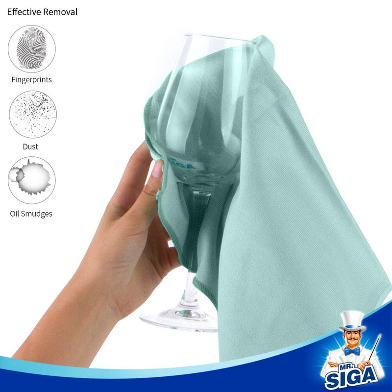 MR.SIGA Ultra Fine Microfiber Cloths for Glass, Pack of 12, 35 x 40cm 13.7" x 15.7" 12 Pack-13.7 X 15.7 inch - BeesActive Australia