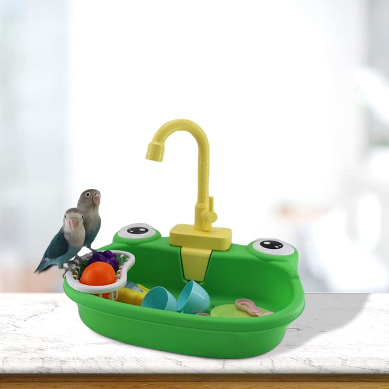 PINVNBY Parrot Bath Tub Bird Automatic Bathtub with Faucet Multifunctional Parakeet Shower Box Bird Bathroom Toys for Small Medium Birds - BeesActive Australia