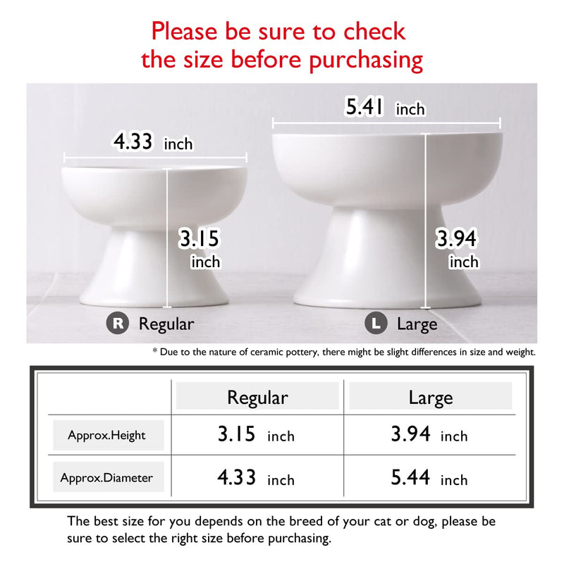 nyagomi Raised Cat Food Bowl Elevated Cat Bowl MINO Ceramics Made in Japan for Cats and Small Dogs Regular White - BeesActive Australia