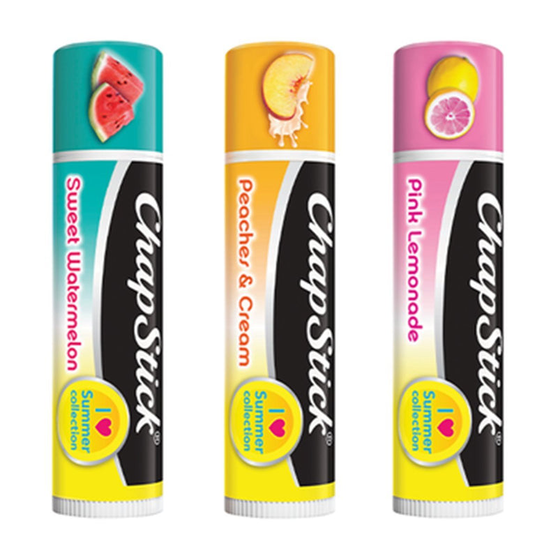 ChapStick I Love Summer Collection Pink Lemonade, Peaches and Cream, and Sweet Watermelon Lip Balm Tubes Variety Pack, Lip Balm Variety Pack - 0.15 Oz Each (Pack of 3) - BeesActive Australia