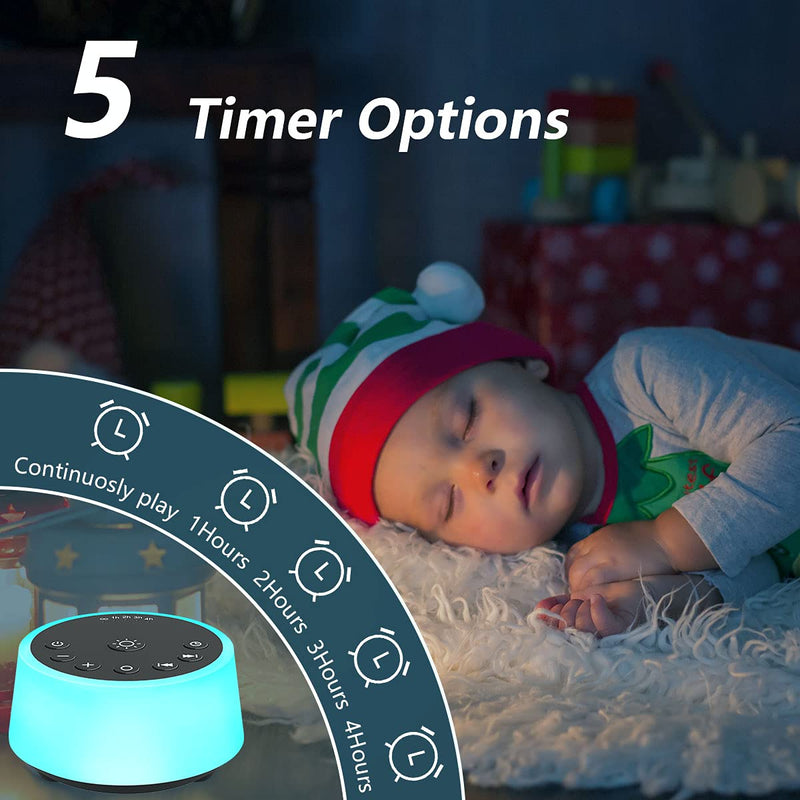 Color Noise Sound Machines with 10 Colors Night Light 25 Soothing Sounds and Sleep White Noise Machine 32 Volume Levels 5 Timers Adjustable Brightness Memory Function for Adults Kids Baby (Black) Black - BeesActive Australia