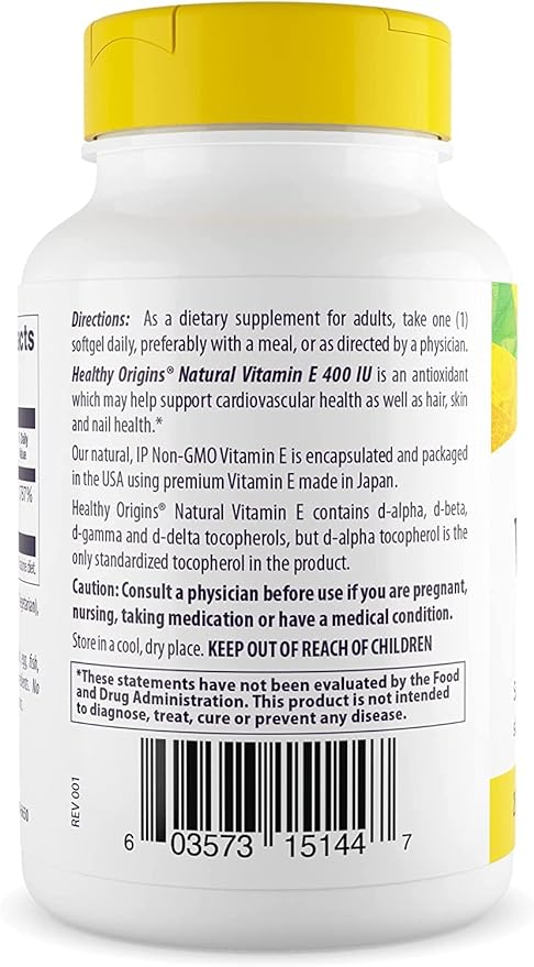 Directly shipped from overseas Healthy Origins Natural Vitamin E, 400iu, 90 Sg - BeesActive Australia
