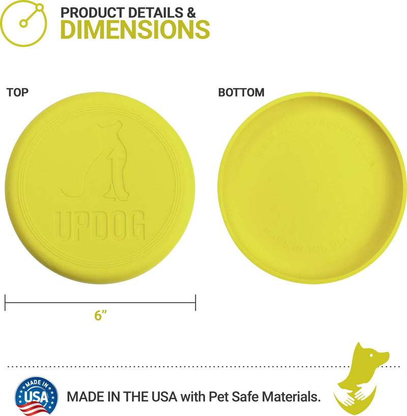 Dog Frisbee | Made in USA | UpDog Products Small 6-Inch Flying Disc for Dogs Yellow Neon - BeesActive Australia