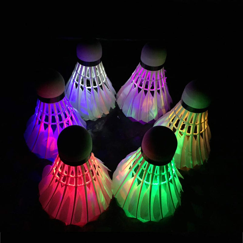 ZHENAN LED Badminton Shuttlecocks Dark Night Glow Birdies Lighting for Outdoor & Indoor Sports Activities (Feather_4pcs) - BeesActive Australia