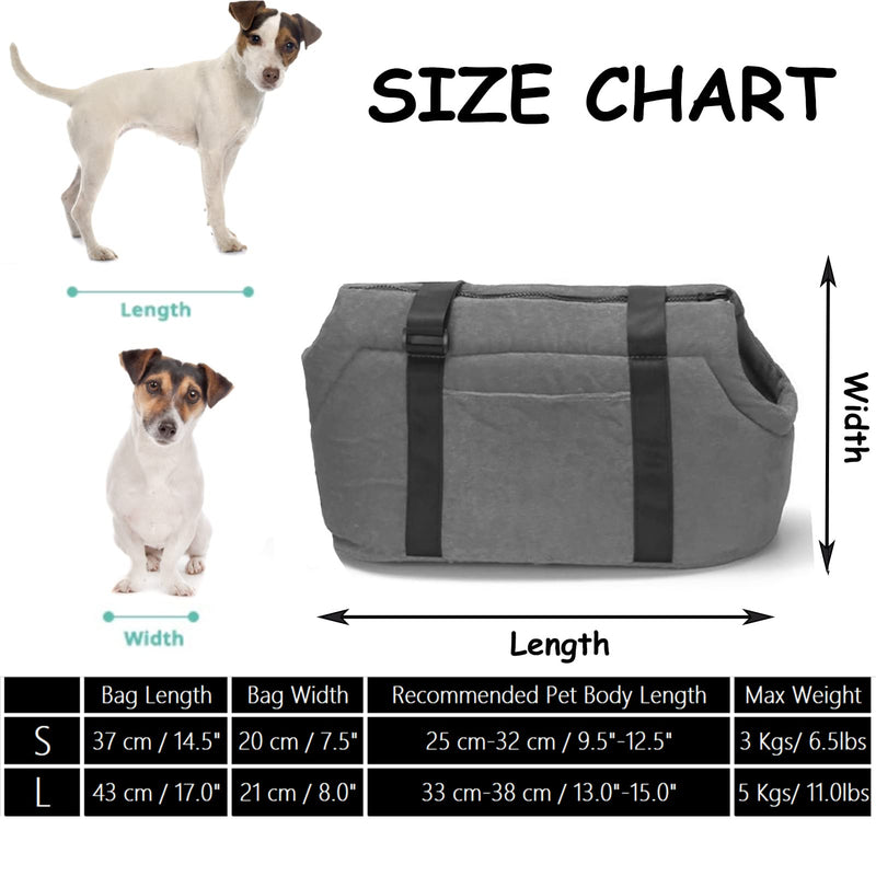 LeerKing Pet Dog Carrier Purse, Soft Sided Puppy Small Medium Dog Carrying Carrier Bag with Pocket Warm Sponge, Pet Cat Carrier Tote Bag for Walking, Subway, Shopping, Hiking, Traveling L Grey-corduroy - BeesActive Australia