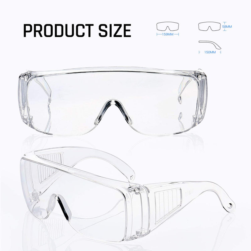 WOOLIKE Safety Goggles with Anti-fog Lens Over Glasses Goggles for Nurses Protective Goggles Clear Lens FA-04 (Transparent) Transparent - BeesActive Australia