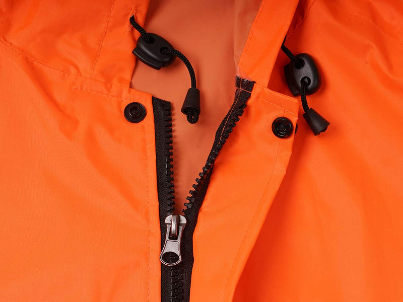 [AUSTRALIA] - Mens Long Hooded Safety Rain Jacket Waterproof Emergency Raincoat Poncho Orange Medium 