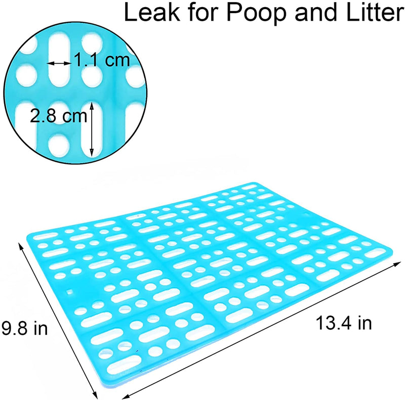 4 Pcs Rabbit Feet Pad Plastic Bunny Cage Floor Mat Foot Resting Hole Leak Water Nest Mat Pet for Small Animal Hamster Rat Chinchilla Guinea Pig Dogs Cats Blue - BeesActive Australia