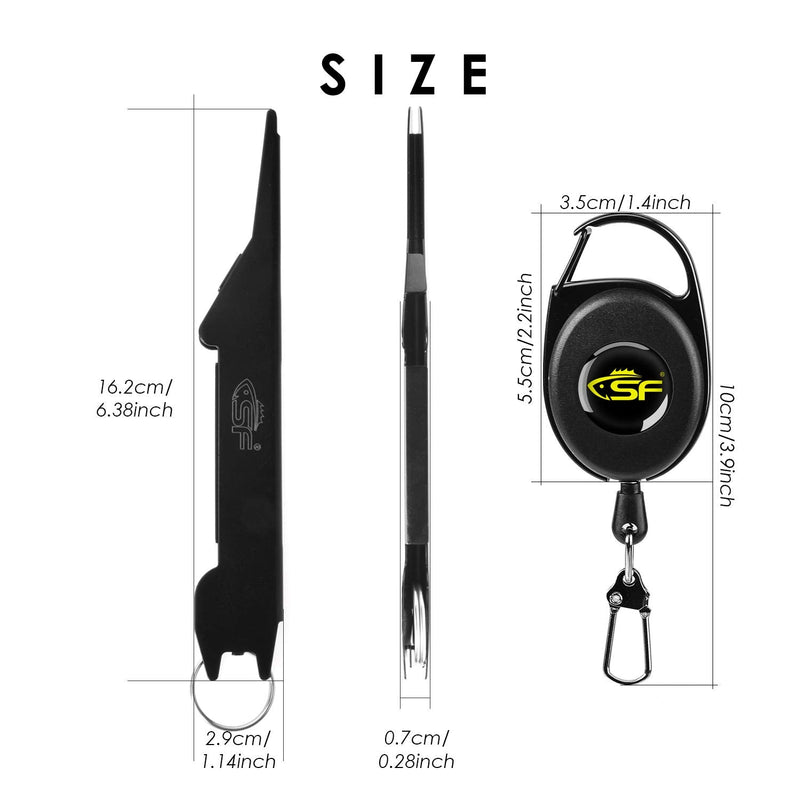 SF 2 in 1 Fly Fishing Angler Accessories Magnum Knot Tying Tool Knot Tyer with Zinger Retractor Large-Black with Retractor - BeesActive Australia