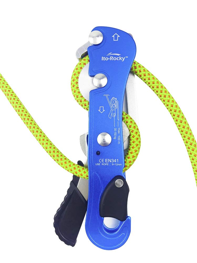 Ito Rocky Climbing Gear Ascender and Rappelling Descender Belay Devices for 9-12mm Rope for Rescue & Arborist Blue Descender - BeesActive Australia