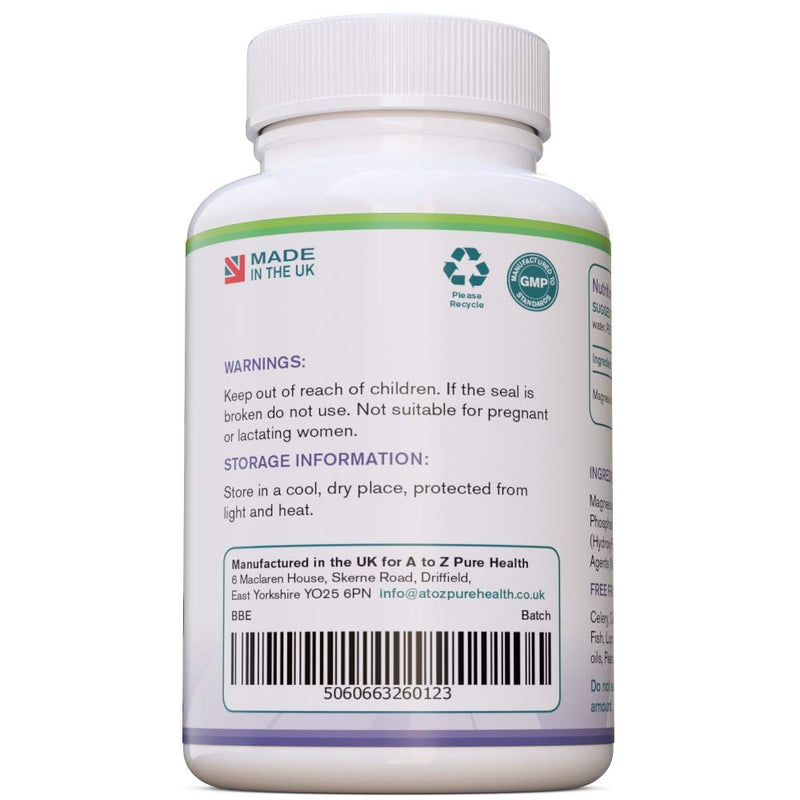 Magnesium Malate Capsules | High Absorption, Premium Magnesium Malate 625mg Supplement | 60 Easy to Swallow Capsules (2 Months Supply) | Supports Energy Levels, Heart Health, Muscle Function | UK Made - BeesActive Australia