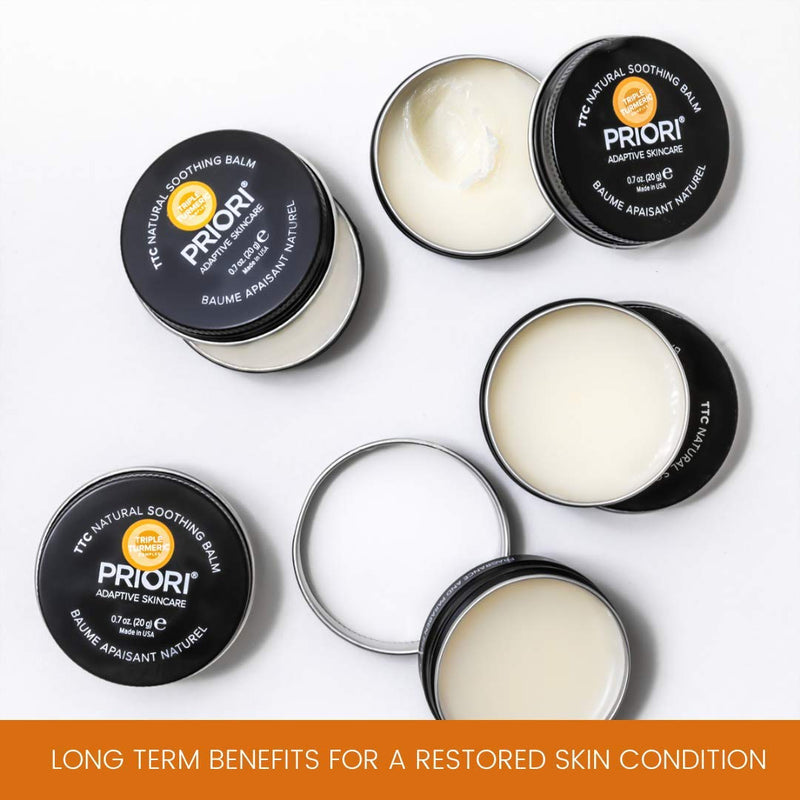 Priori Skincare Turmeric Based All Natural Soothing Balm, Itchy Cracked Irritated Skin Relief, Repairing Protecting Moisturizing, Shea butter, Paraben & Cruelty Free, Fragrance Free 0.7oz - BeesActive Australia