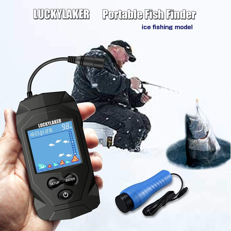LUCKYLAKER Depth Handheld Fish Finder Display Boat Ice Fishing Finder Sonar Portable Wired Fish Finders Transducer LCD Monitor - BeesActive Australia
