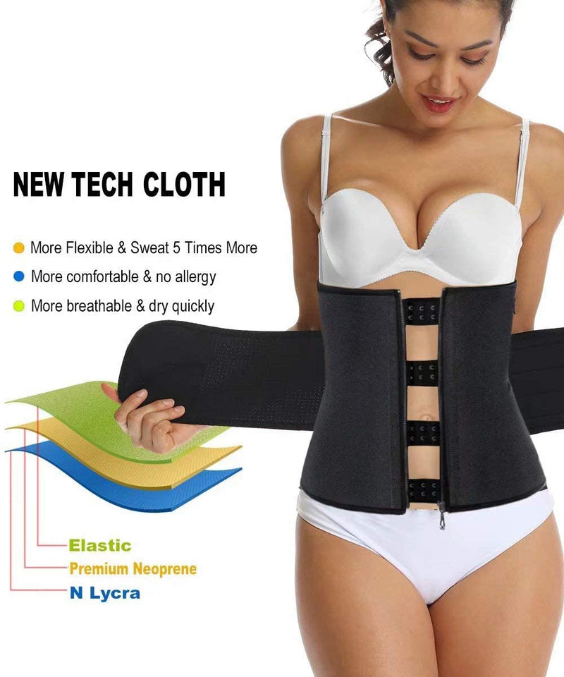 HOPLYNN Neoprene Sweat Waist Trainer Corset Trimmer Shaper Belt for Women Black XX-Large - BeesActive Australia