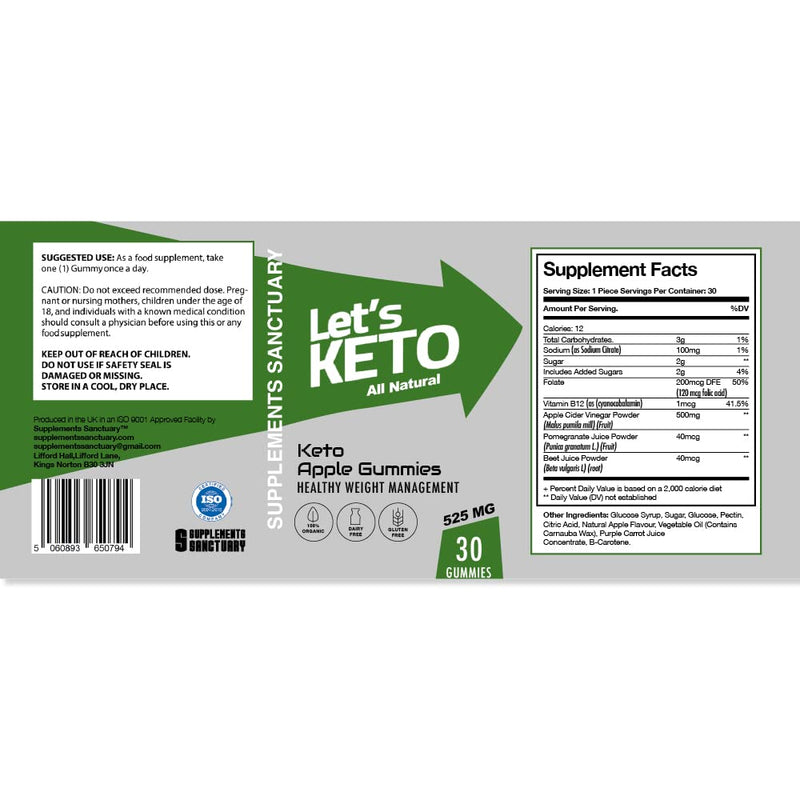 Lets Keto Gummies - Ketone Advanced Weight Loss Fat Burner - 30 Gummies - 1 Bottle - BeesActive Australia