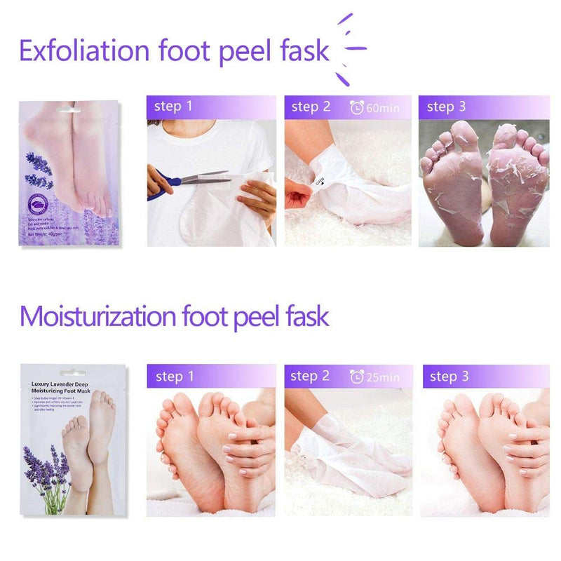 Foot Peel Mask Peeling Away Calluses and Dead Skin Cell (2 Pairs Per Box), Contain Lavender Essence, Exfoliating Foot Mask and Makes Your Feet Baby Soft - BeesActive Australia