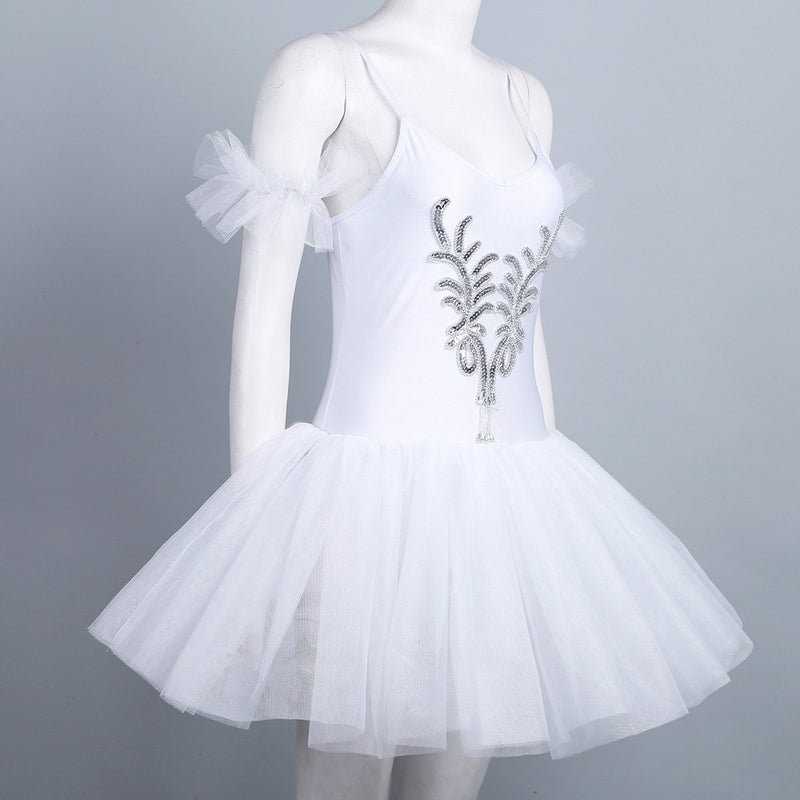 [AUSTRALIA] - iiniim Women Adult Swan Lake Costumes Ballet Dress Leotard Tutu Dance Dress with Arm Band Medium White 