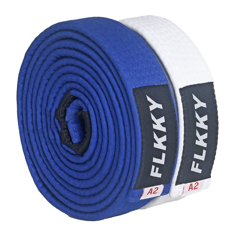 FLKKY BJJ Belt for Kids and Adult,Brazilian Jiu Jitsu Belt with Sleeve Bar for Ranking Stripes IBJJF Competition Approved White A0 - BeesActive Australia