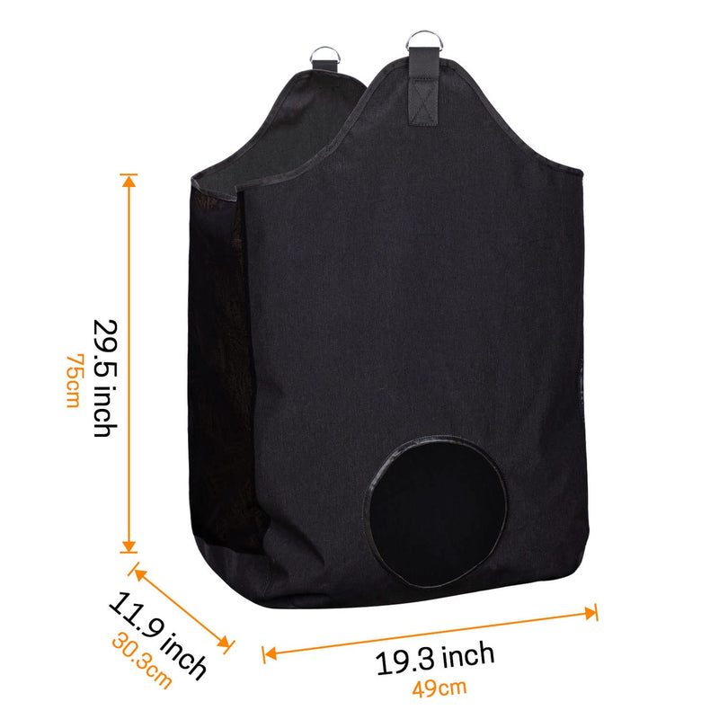 ZELARMAN Horse Hay Bag with Large Capacity，Slow Feeder Hay Nets， Leather Trim Feeding Bag for Horses, Sheep Black - BeesActive Australia
