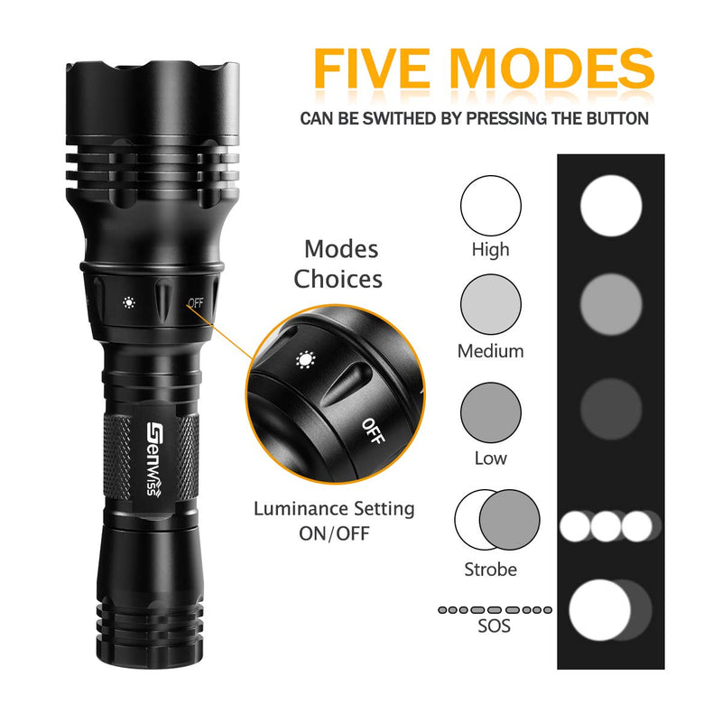 Genwiss Dive Light, Diving Flashlight Underwater Lights Scuba Diving Flashlight, 1000 Lumens Underwater 80M Flashlight for Diving Activities, Torch Light with Rechargeable Battery and USB Charge - BeesActive Australia