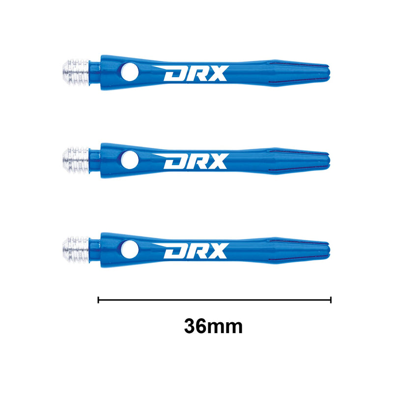 RED DRAGON DRX Coated Aluminium Short Blue Logo Dart Stems (Shafts) - 2 Sets per Pack (6 Stems in Total) - BeesActive Australia