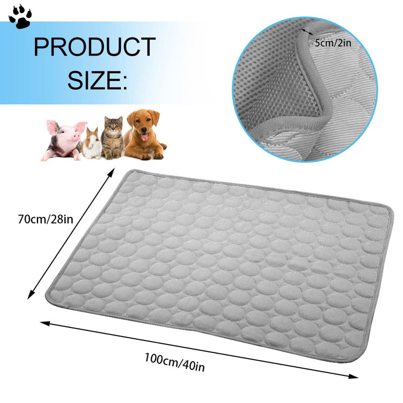 Pet Cooling Mat for Dogs Cats-Ice Silk Dog Cooling Mats, Summer Dog Cooling Pads, Dog Crate Mat Cat Cooling Mat, Portable & Washable Pet Cooling Blanket for Kennel/Sofa/Bed/Floor/Car Seats 40x28IN Grey - BeesActive Australia