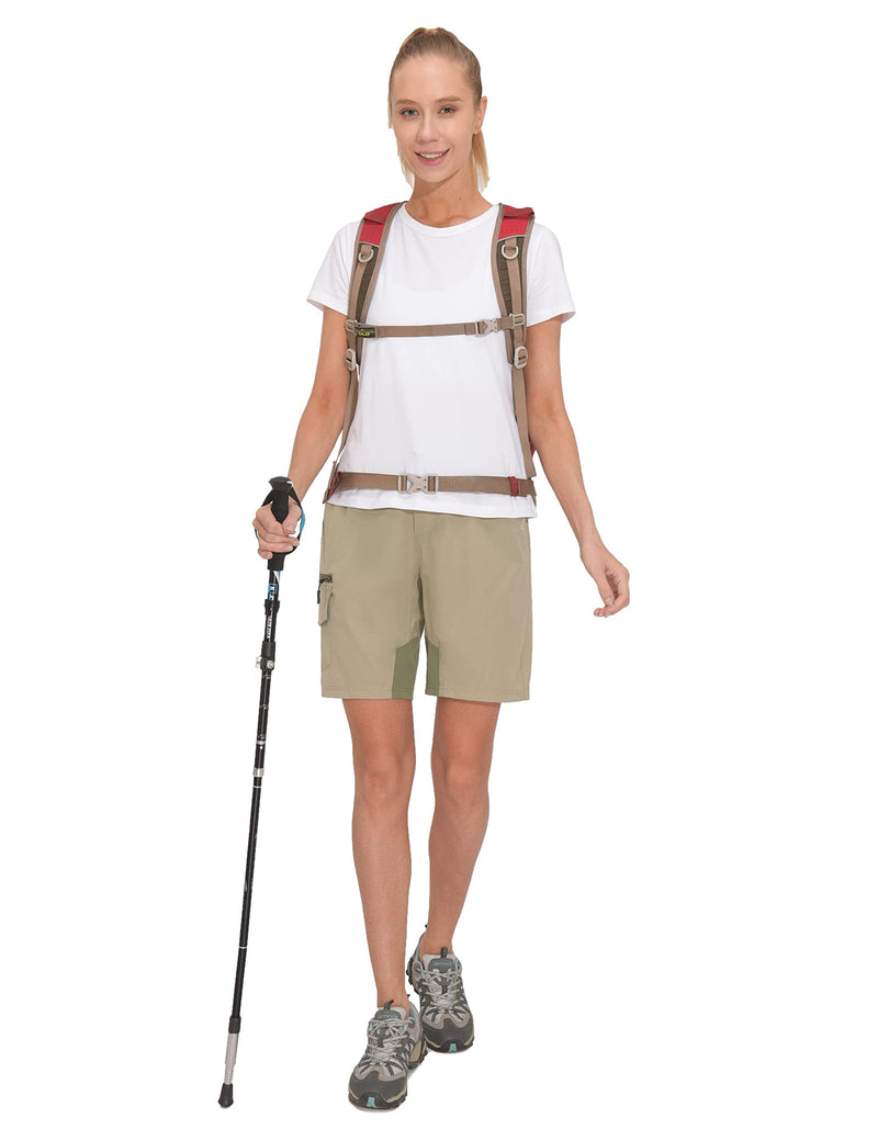 Little Donkey Andy Women's Quick Dry Lightweight Stretch Cargo Shorts for Outdoor Hiking Golf Travel Camping 9 Inch Khaki X-Large - BeesActive Australia