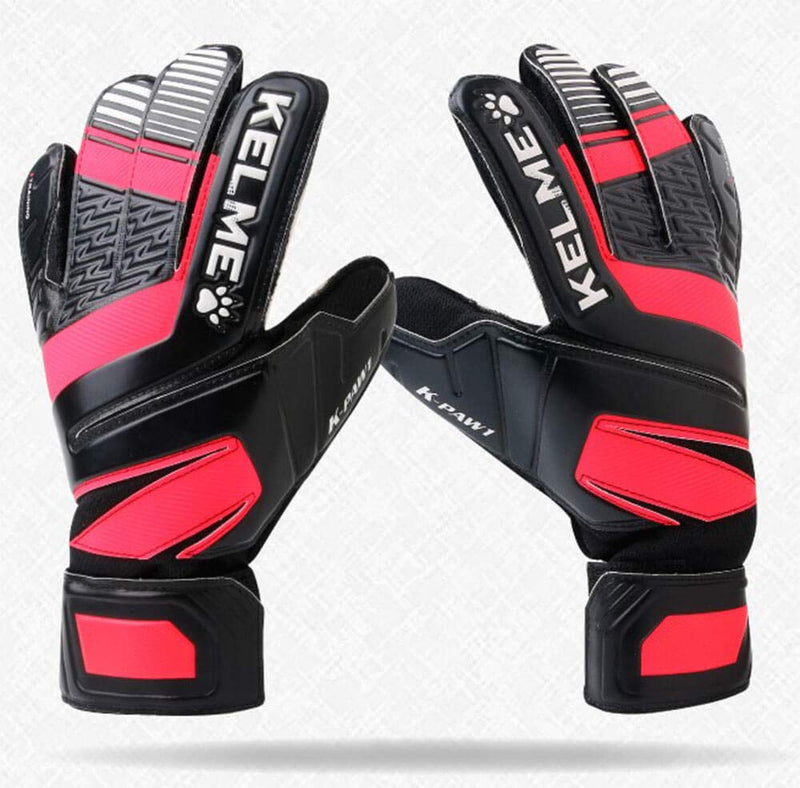 Kelme Soccer Goalkeeper Gloves  Indoor and Outdoor - Training, Match and Professional Goalie Gloves for Adults and Kids with Finger Protection Black/Red Size 5 (Youth) - BeesActive Australia