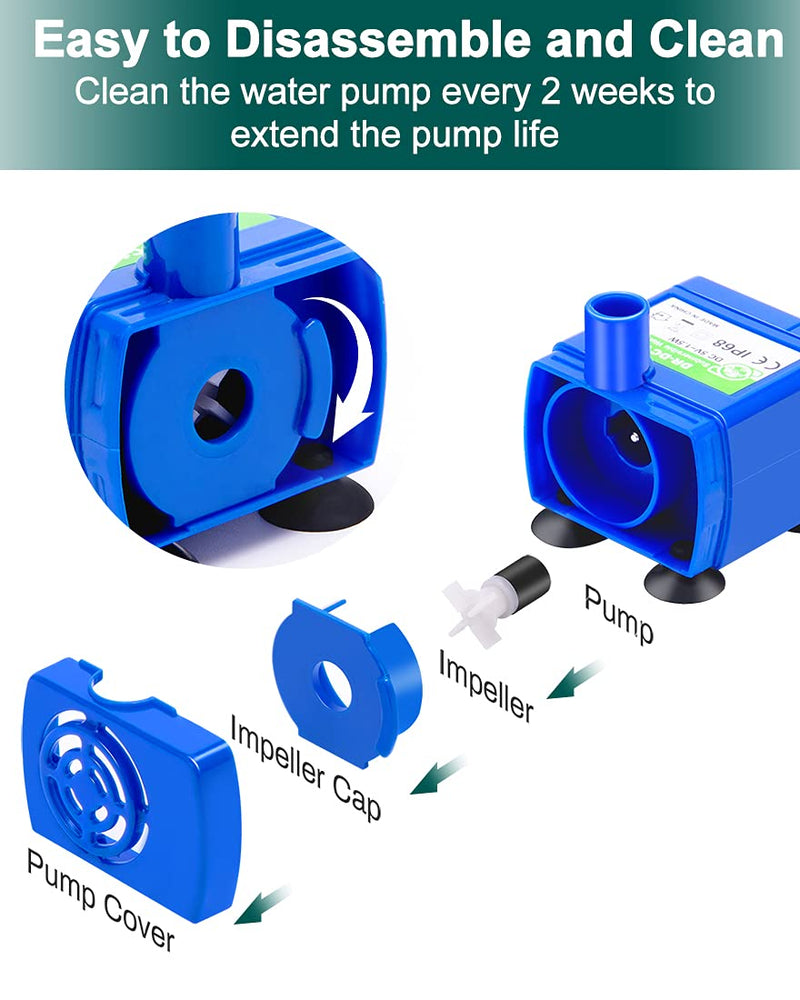 Cat Water Fountain Pump,Pet Fountain Pump Replacement Pump DR-DC160 Motor for 360°Stainless Steel Cat Fountain and Cupcake Ceramic Cat Drinking Fountain Blue - BeesActive Australia