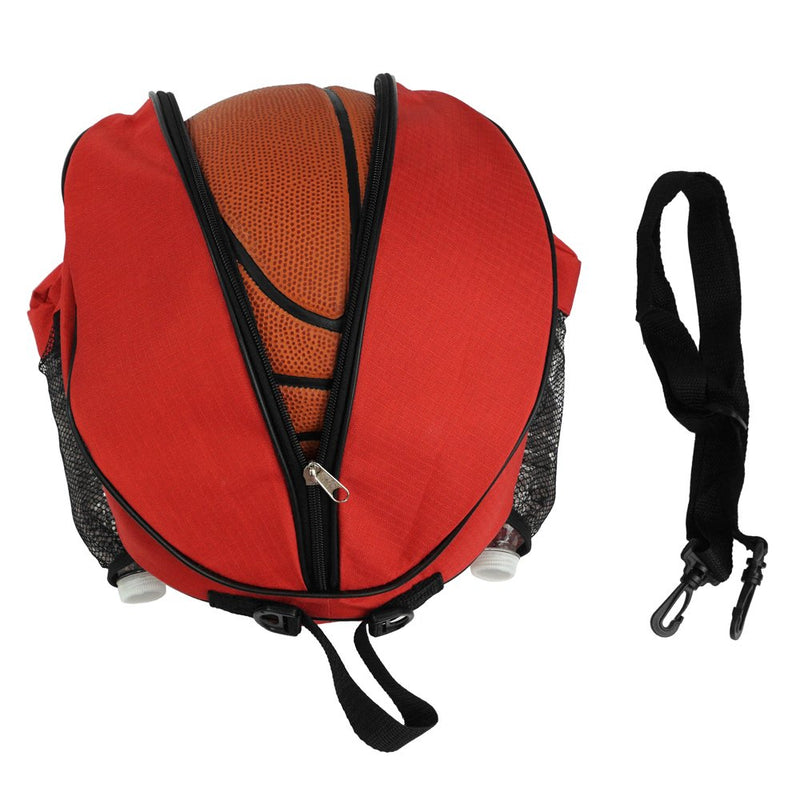 [AUSTRALIA] - FoRapid Size 7 (29.5") Basketball Bag Soccer Ball Football Volleyball Softball Sports Ball Bag Holder Carrier+Adjustable Shoulder Strap 2 Side Mesh Pockets f/ Water Bottle Towel Sports Shoes (Red) Red 