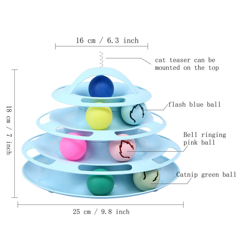 Cats Toys Ball Tower and Track Interactive Toys Latest 4 Level Interactive Pet Toys with 7 Colorful Catnip Flash Balls Suitable for Kittens Chase Healthy Physical Exercise - BeesActive Australia