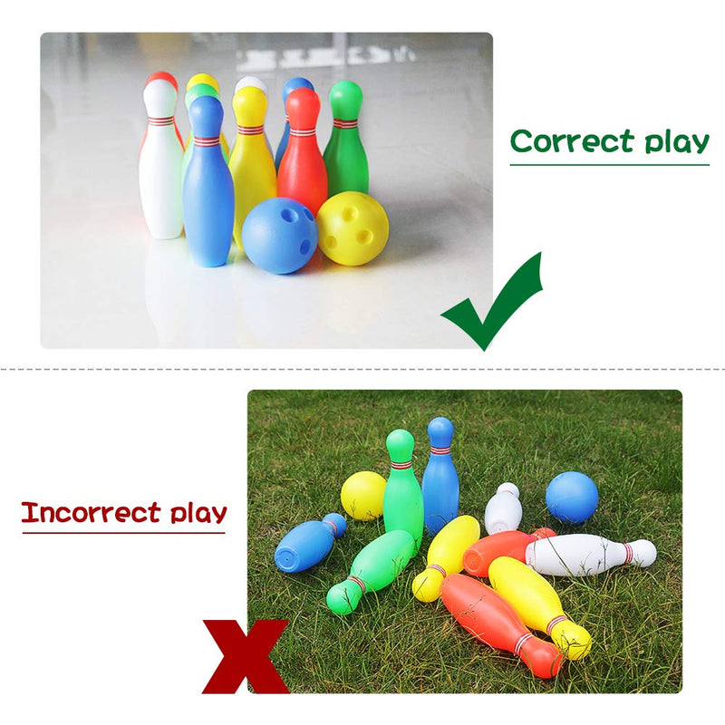 Bowling Pins Ball Toys Small Plastic Bowling Set Fun Indoor Family Games with 10 Mini Pins and 2 Balls Educational Toy Birthday Gift for Kids Baby Toddlers Boys Girls Children 3 4 5 6 Years 12Pcs - BeesActive Australia