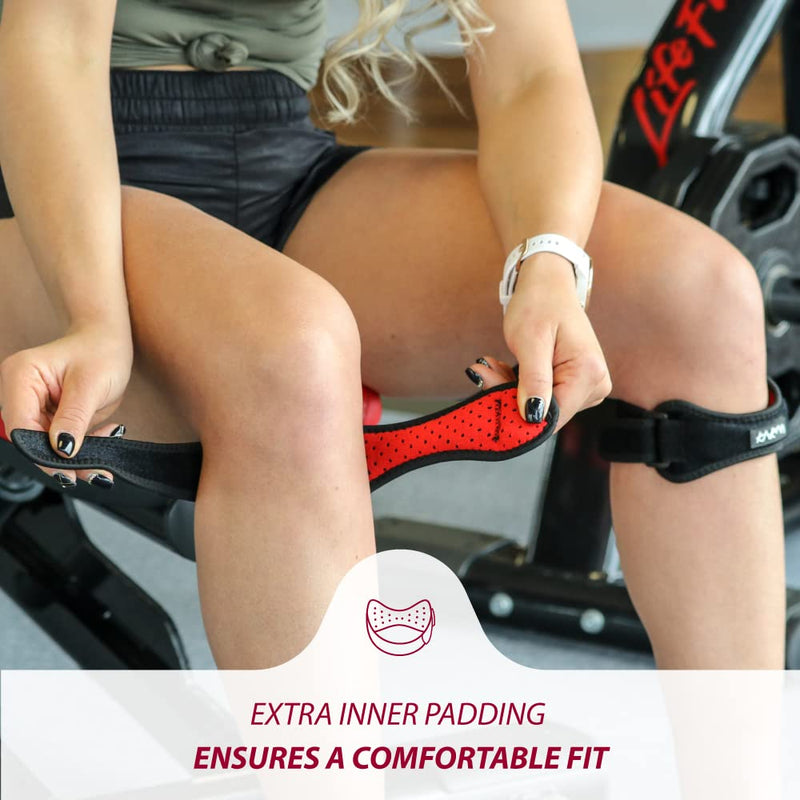 Patella Knee Strap Support Stabilizer & Plus Size Jumpers Knee Band - Patella Tendon Strap for Osgood Schlatter, Running, Patellar Tendonitis, Meniscus Tear, Women, Men, Youth Black (Pair) Plus Size (2XL/3XL/4XL/5XL/6XL) - BeesActive Australia