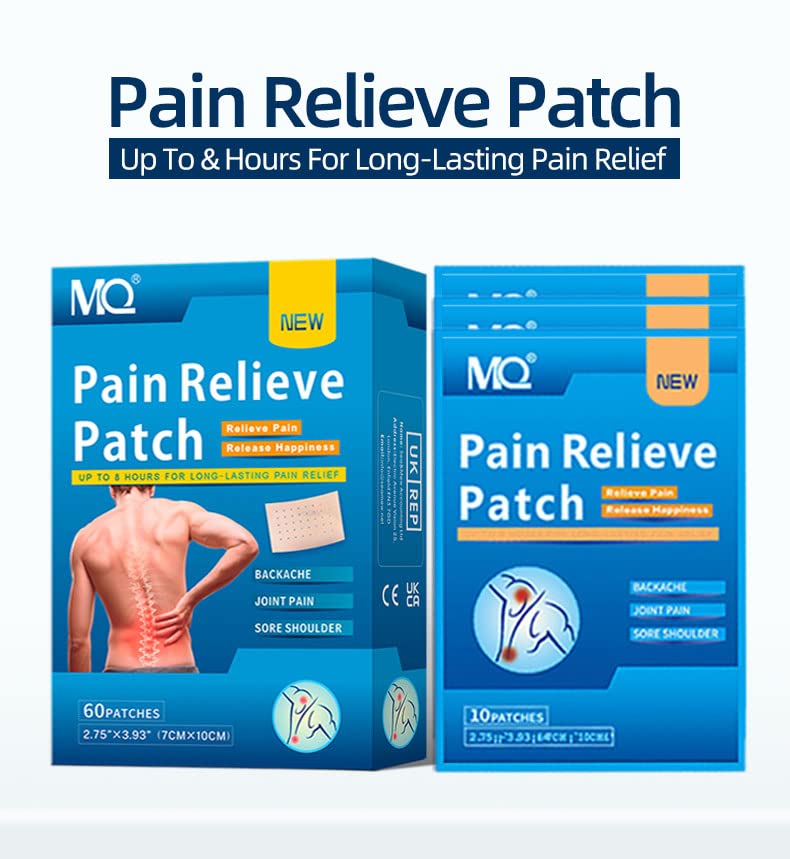 60Pcs Pain Relief Patch Plaster,Pain Relieving Patch,Long Lasting Effect,Promote Blood Circulation Relief Knee Pain Backache Joint Muscle Cervical Vertebra,Medicated Plaster for Joint & Muscle Pain 60 - BeesActive Australia