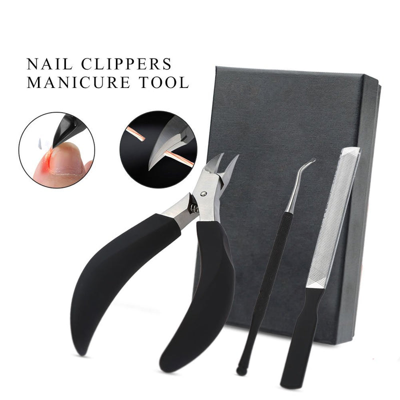 Cuticle Nipper Manicure Tool Kit, Stainless Steel Nail File Toenail Cleaning Hook Sticker Nail Care Pedicure Nail Tool - BeesActive Australia
