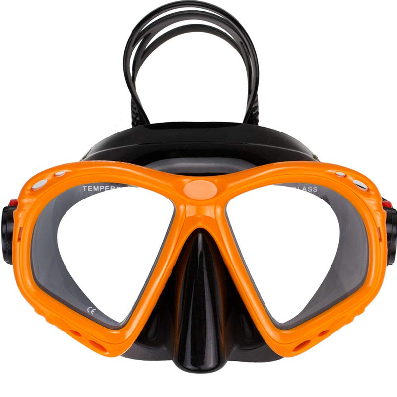 [AUSTRALIA] - WACOOL Snorkeling Package Set for Adults, Anti-Fog Coated Glass Diving Mask, Snorkel with Silicon Mouth Piece,Purge Valve and Anti-Splash Guard Orange 