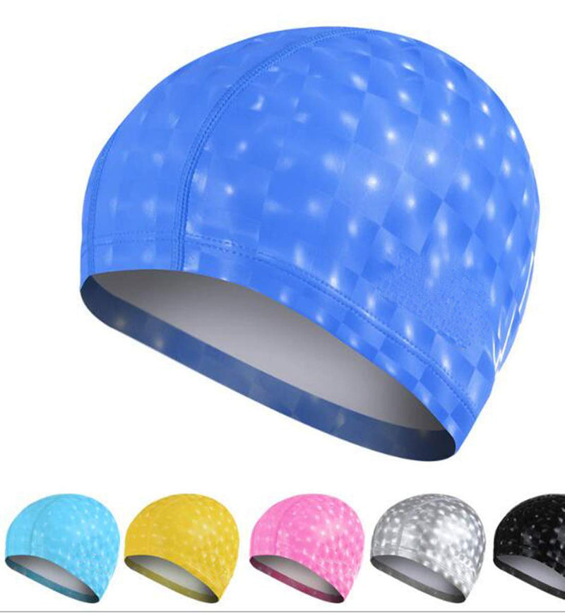 Ewanda store Solid Color Waterproof Swim Caps with PU Coat for Long Hair Swimming Cap Bathing Hat for Adult Men and Women Black - BeesActive Australia